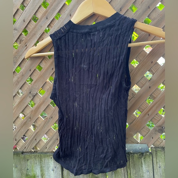 Superdown “Riley” Black Mesh Striped Knit Top - Picture 6 of 6